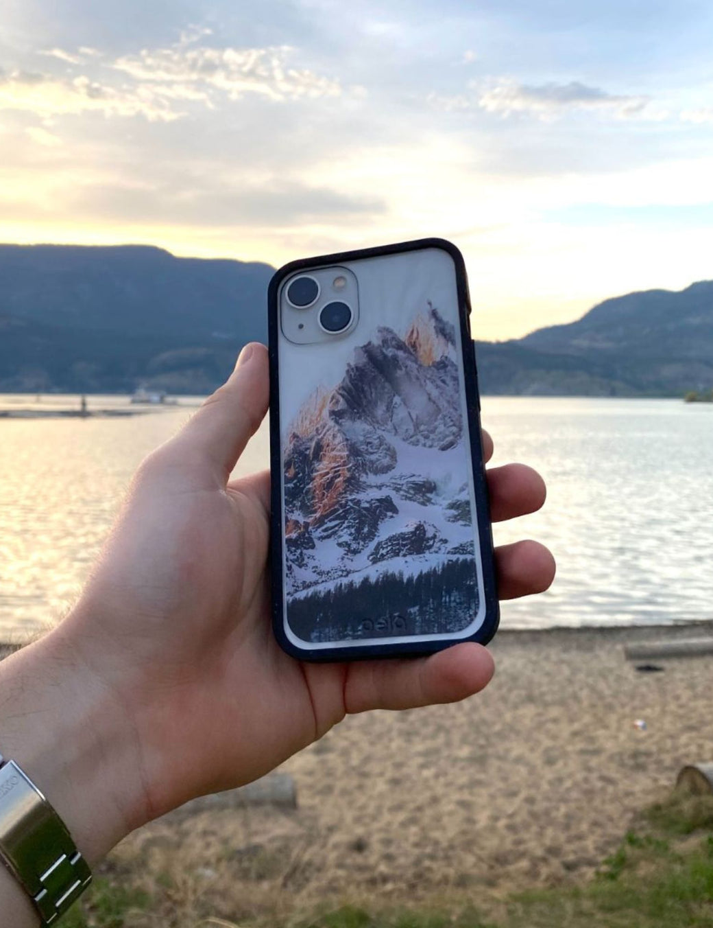 Clear Alps iPhone 13 Mini Case With Black Ridge