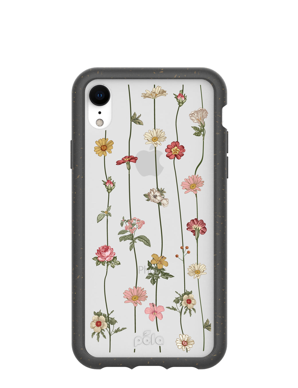 Clear Floral Vines iPhone XR Case With Black Ridge