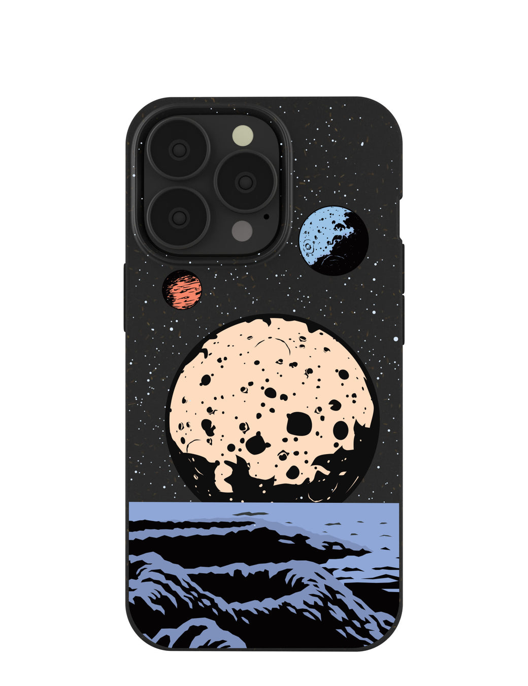 Black Retro Moon iPhone 13 Pro Case