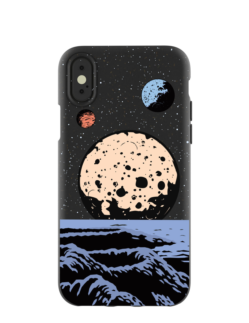 Black Retro Moon iPhone X Case