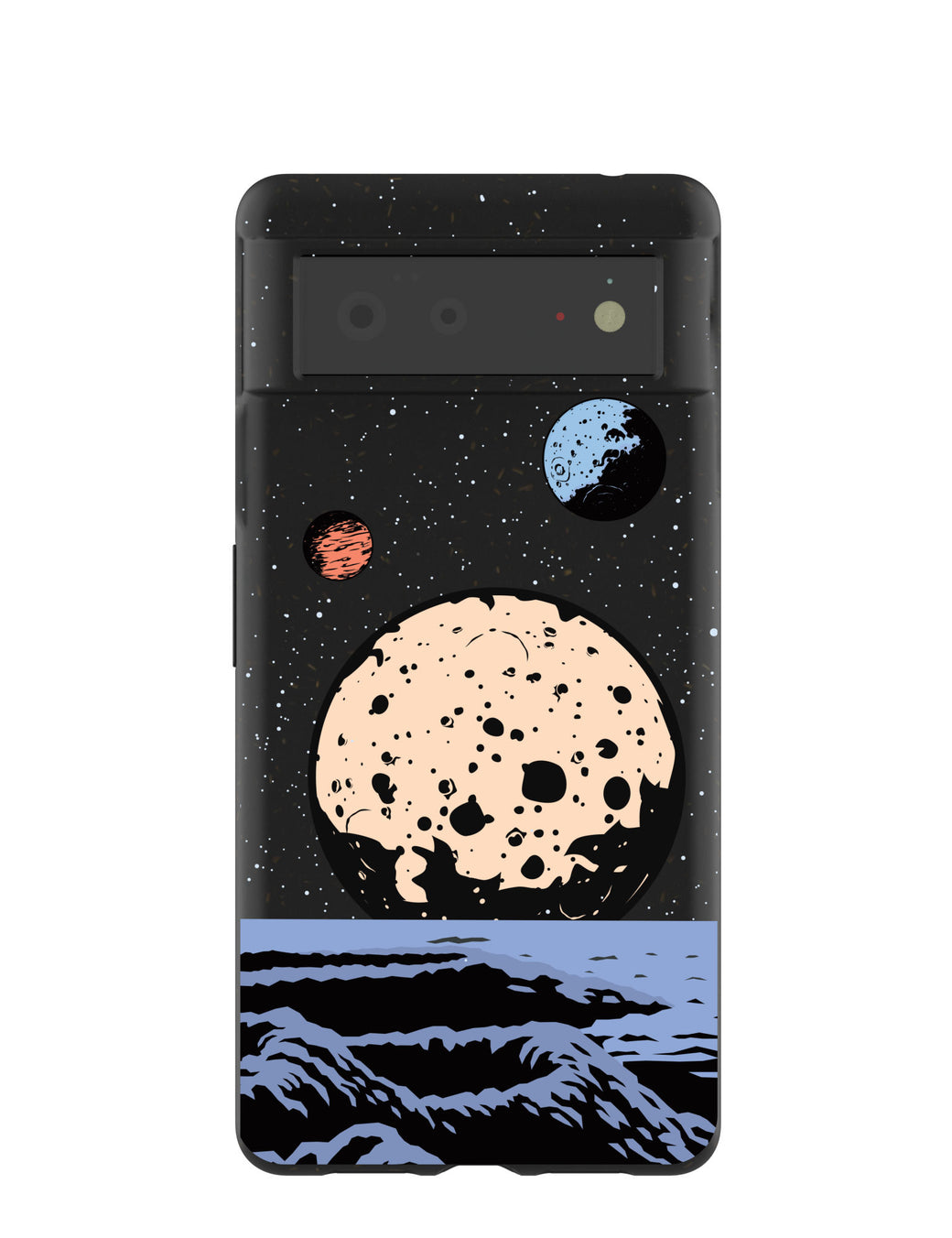 Black Retro Moon Google Pixel 6 Case