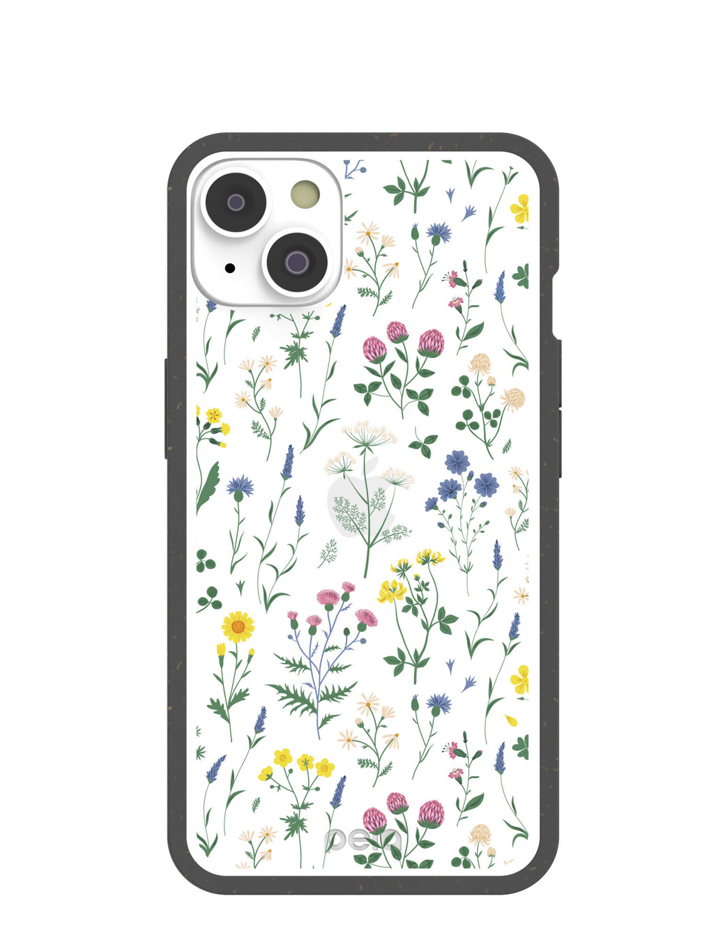 Clear Shadow Blooms iPhone 14 Case With Black Ridge