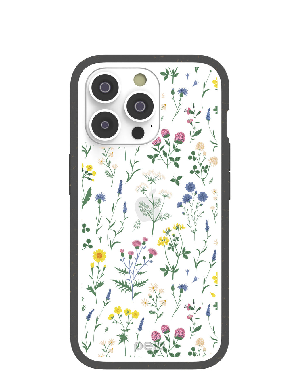 Clear Shadow Blooms iPhone 14 Pro Case With Black Ridge