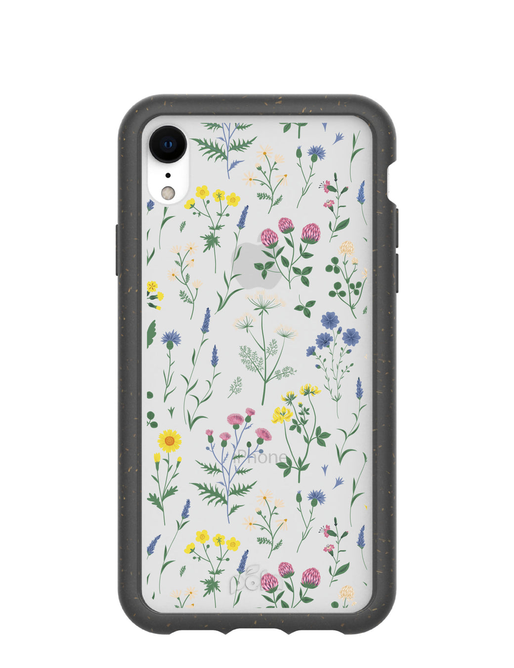 Clear Shadow Blooms iPhone XR Case With Black Ridge