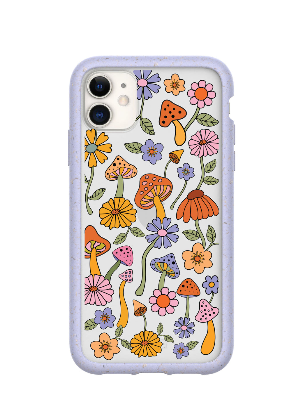 Clear Shrooms and Blooms iPhone 11 Case With Lavender Ridge