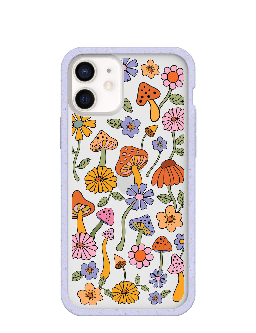 Clear Shrooms and Blooms iPhone 12 Mini Case With Lavender Ridge