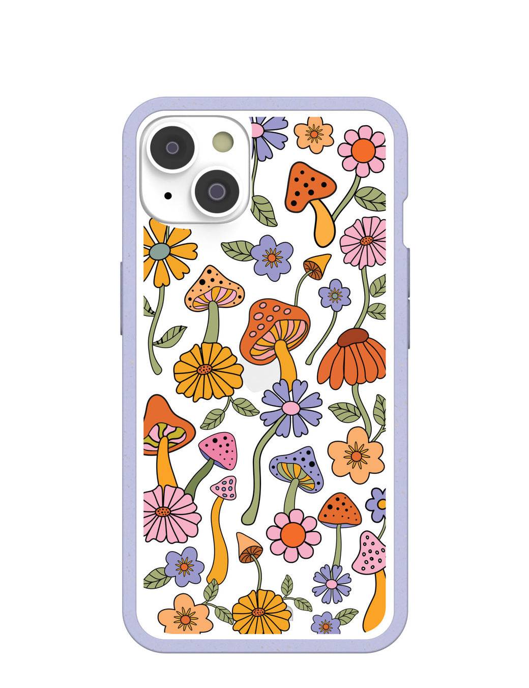 Clear Shrooms and Blooms iPhone 14 Case With Lavender Ridge