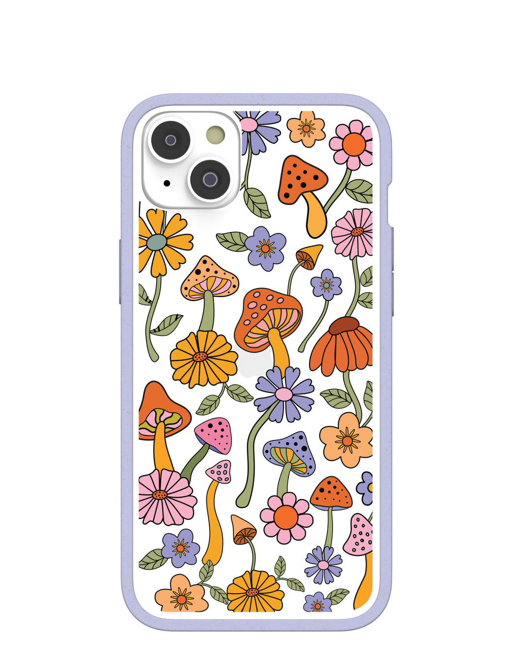 Clear Shrooms and Blooms iPhone 14 Plus Case With Lavender Ridge