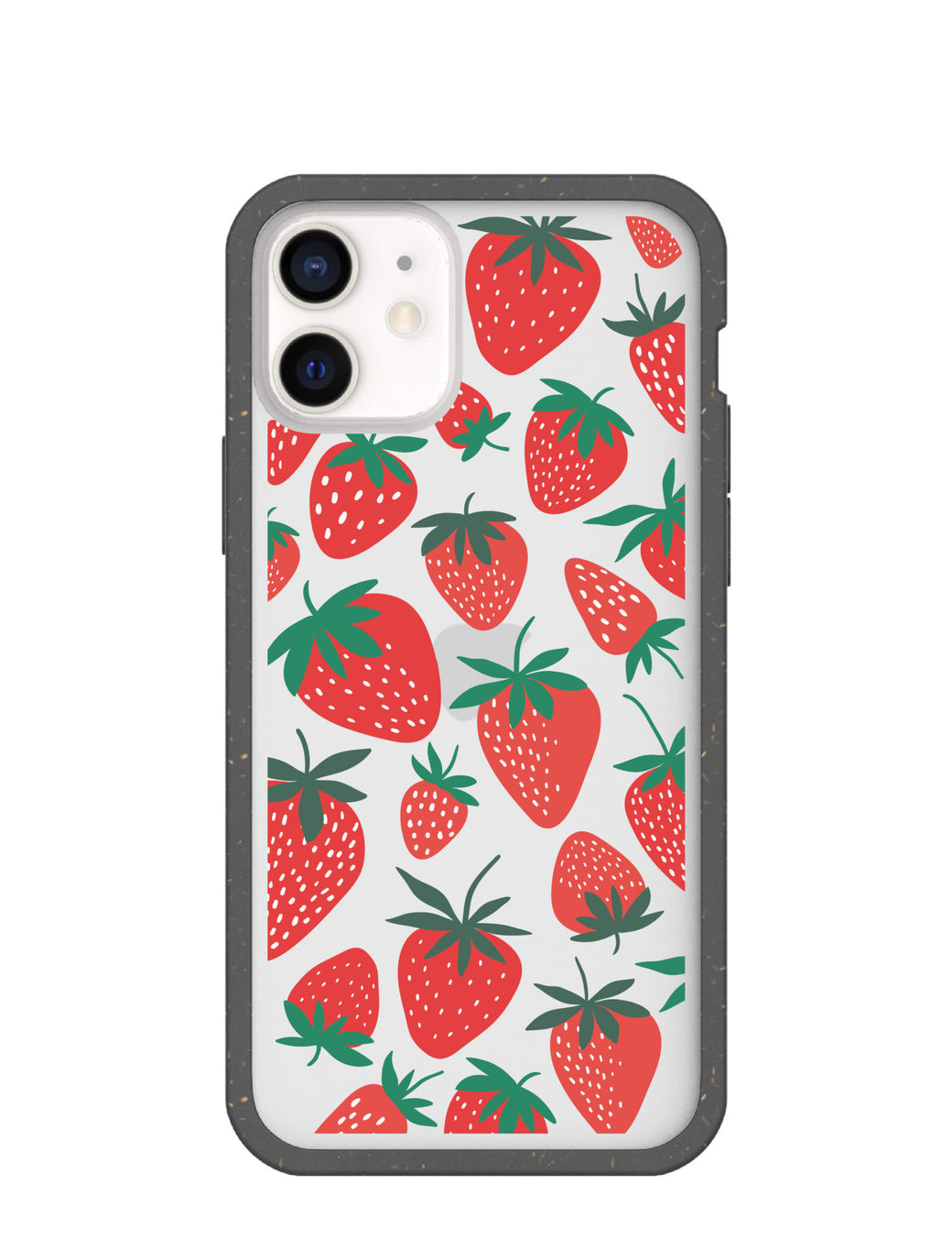 Clear Strawberries iPhone 12 Mini Case With Black Ridge