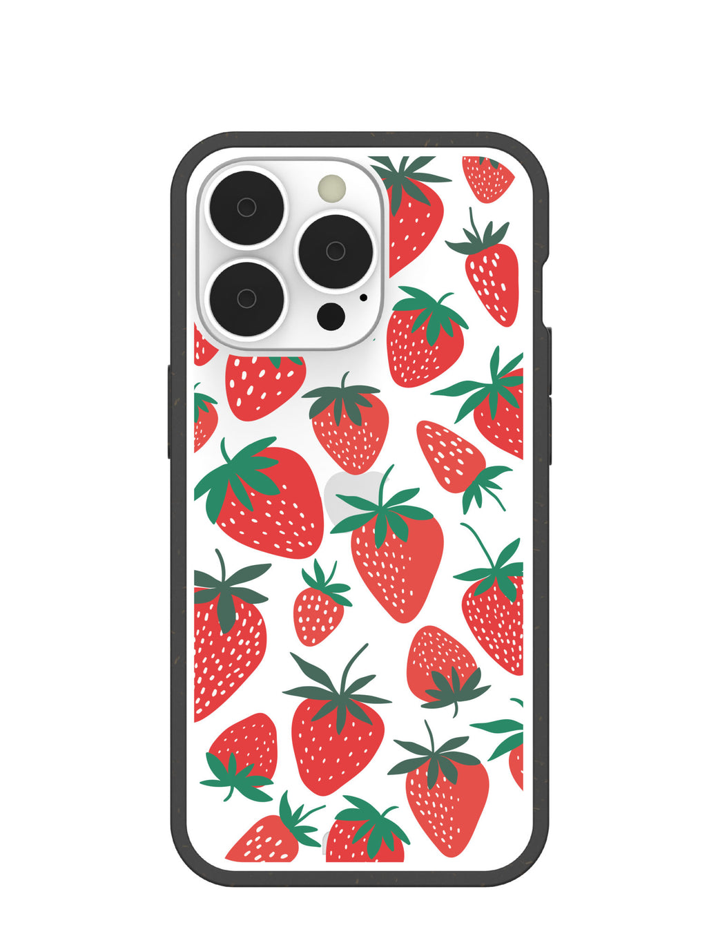 Clear Strawberries iPhone 13 Pro Case With Black Ridge