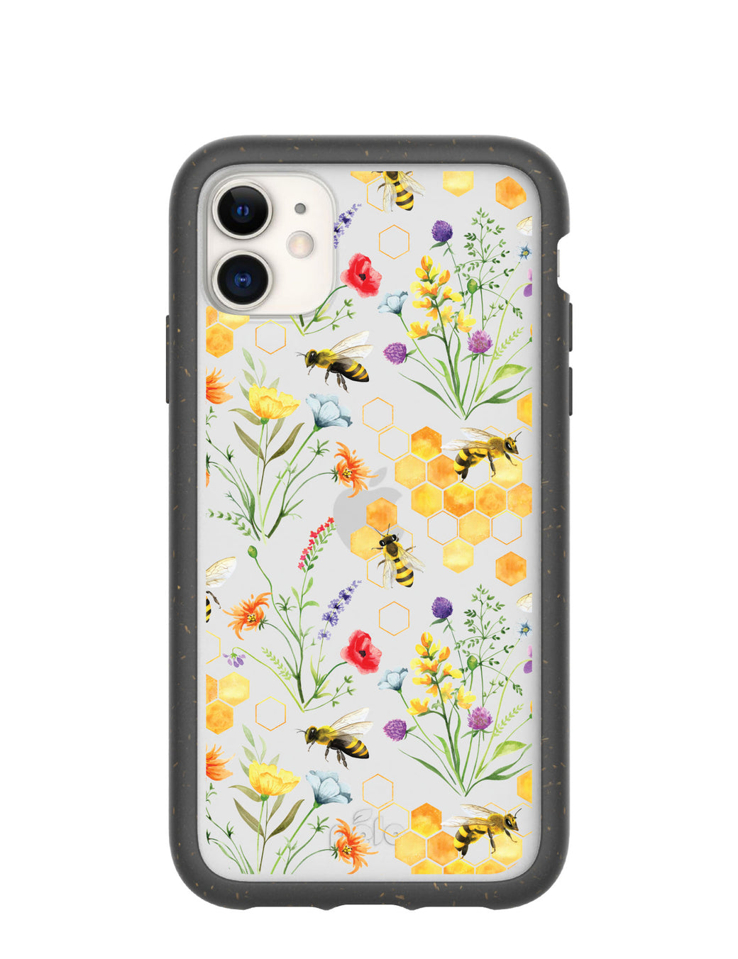Clear Sweet Bees iPhone 11 Case With Black Ridge