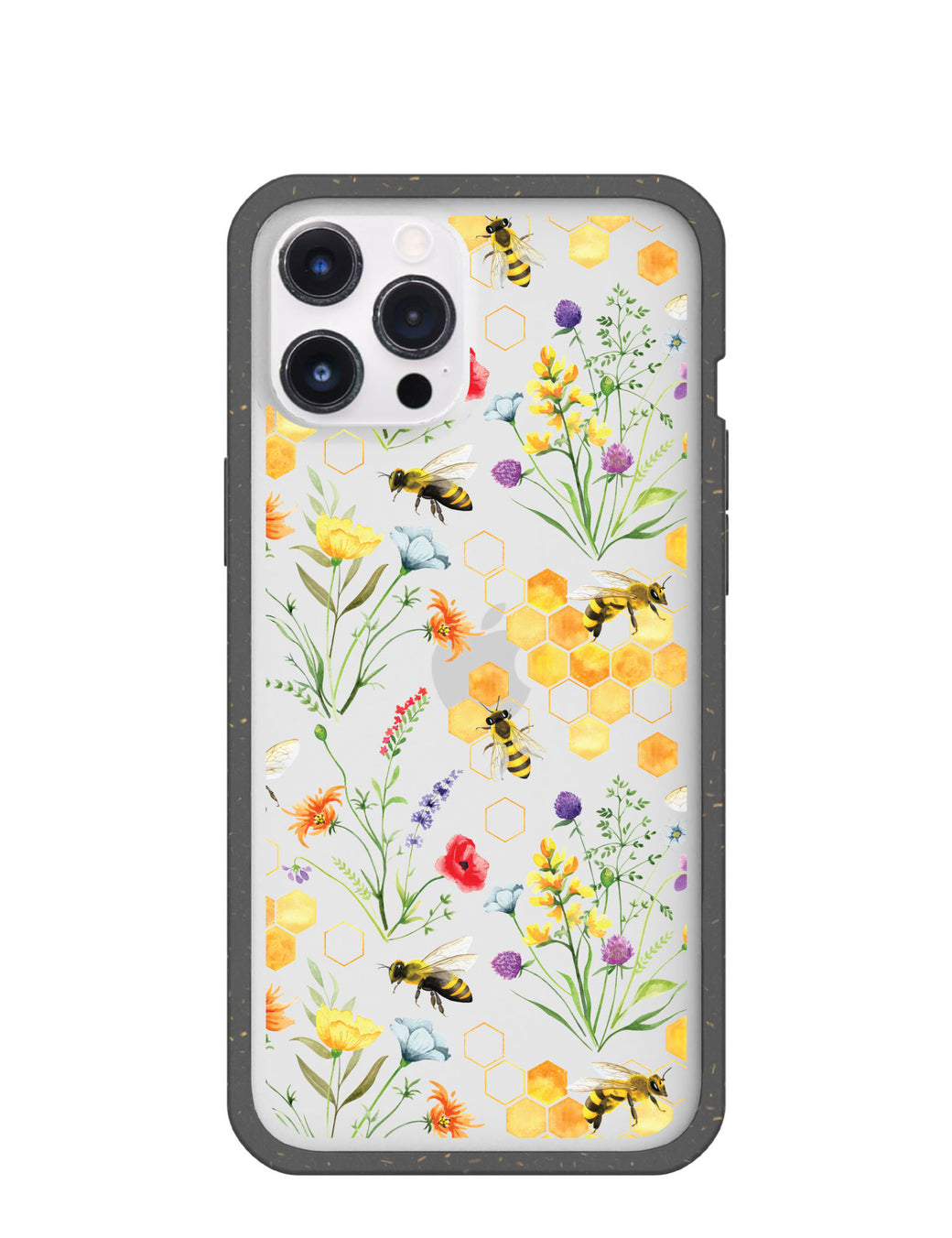 Clear Sweet Bees iPhone 12 Pro Max Case With Black Ridge