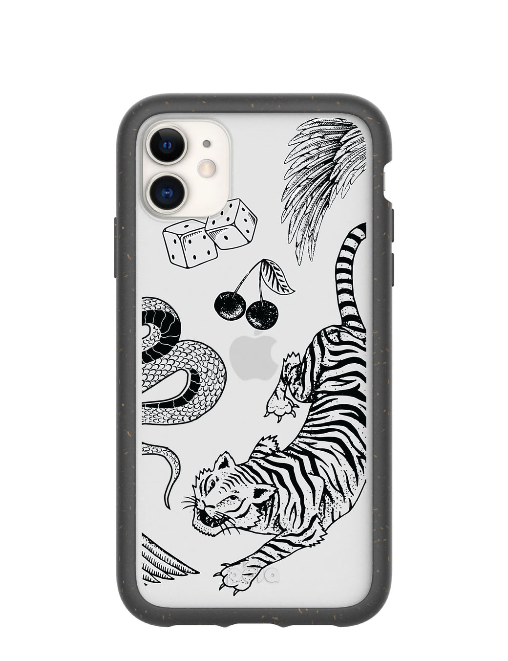 Clear Tiger Luck iPhone 11 Case With Black Ridge