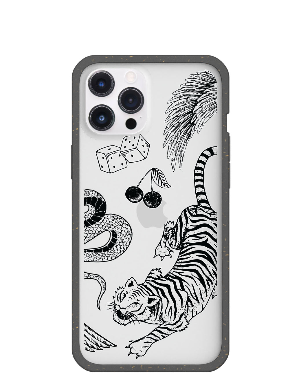 Clear Tiger Luck iPhone 12 Pro Max Case With Black Ridge