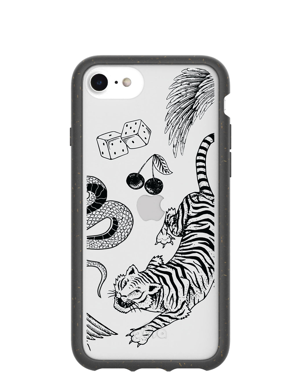 Clear Tiger Luck iPhone 6/6s/7/8/SE Case With Black Ridge