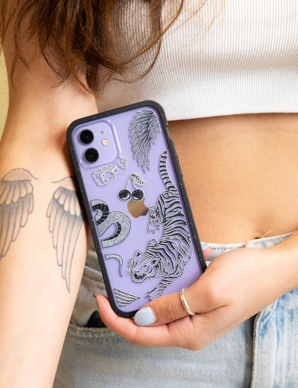 Clear Tiger Luck iPhone 11 Case With Black Ridge