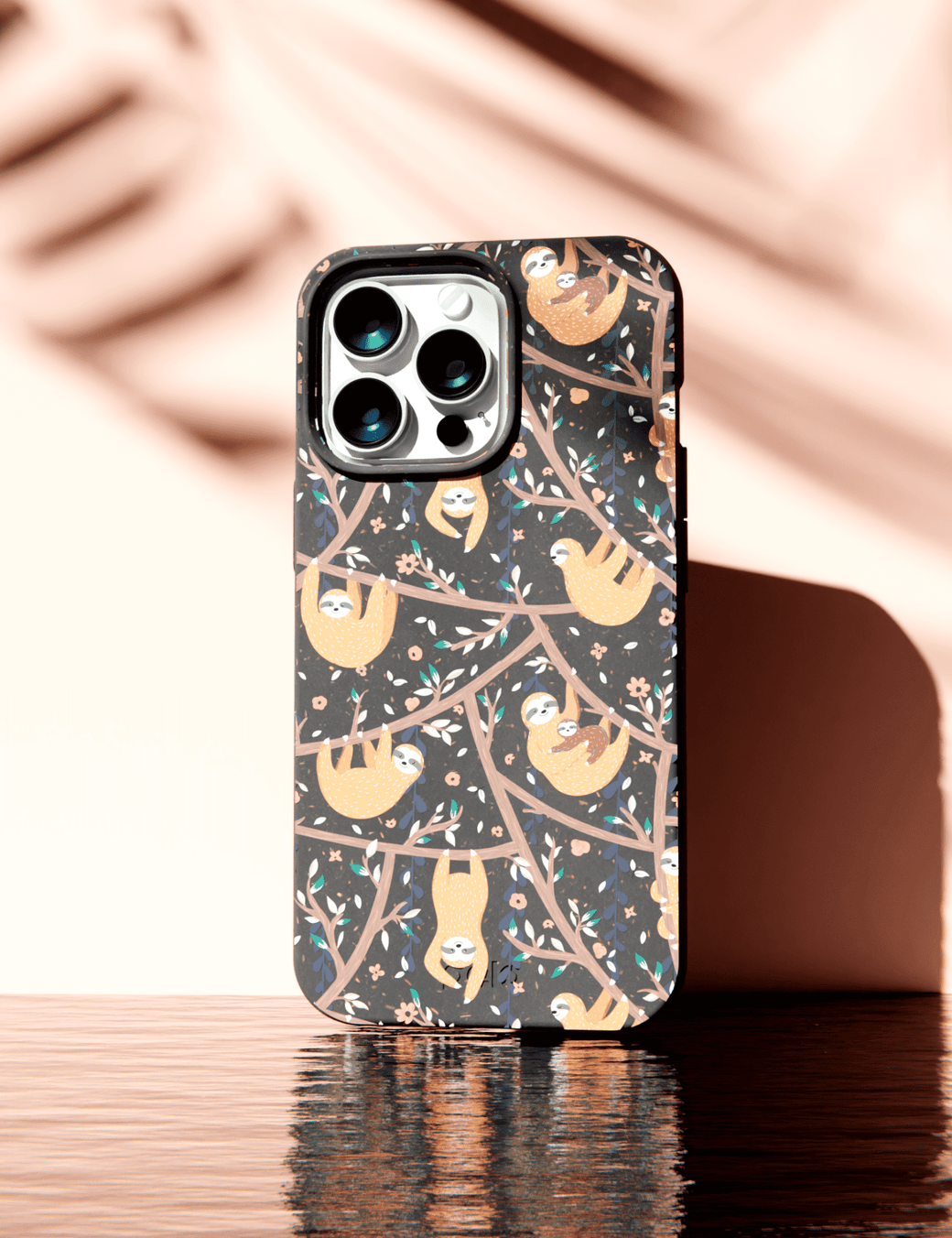 Black Jungle Sloths iPhone 14 Plus Case with MagSafe Module
